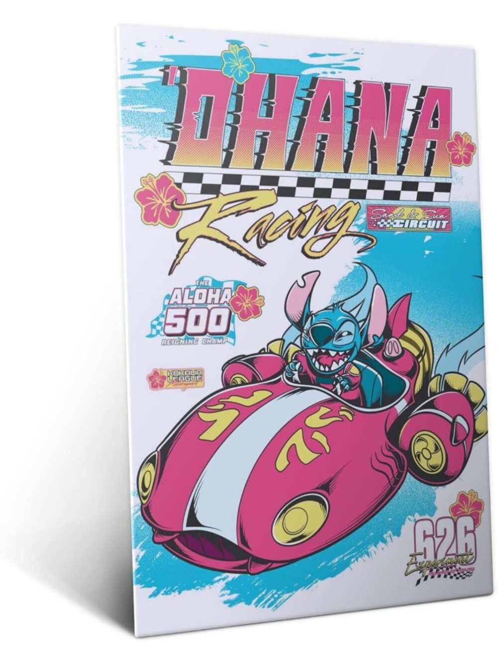 Disney Stitch 'Ohana Racing Metal Poster with Magnetic Mount - Unique Wall Art